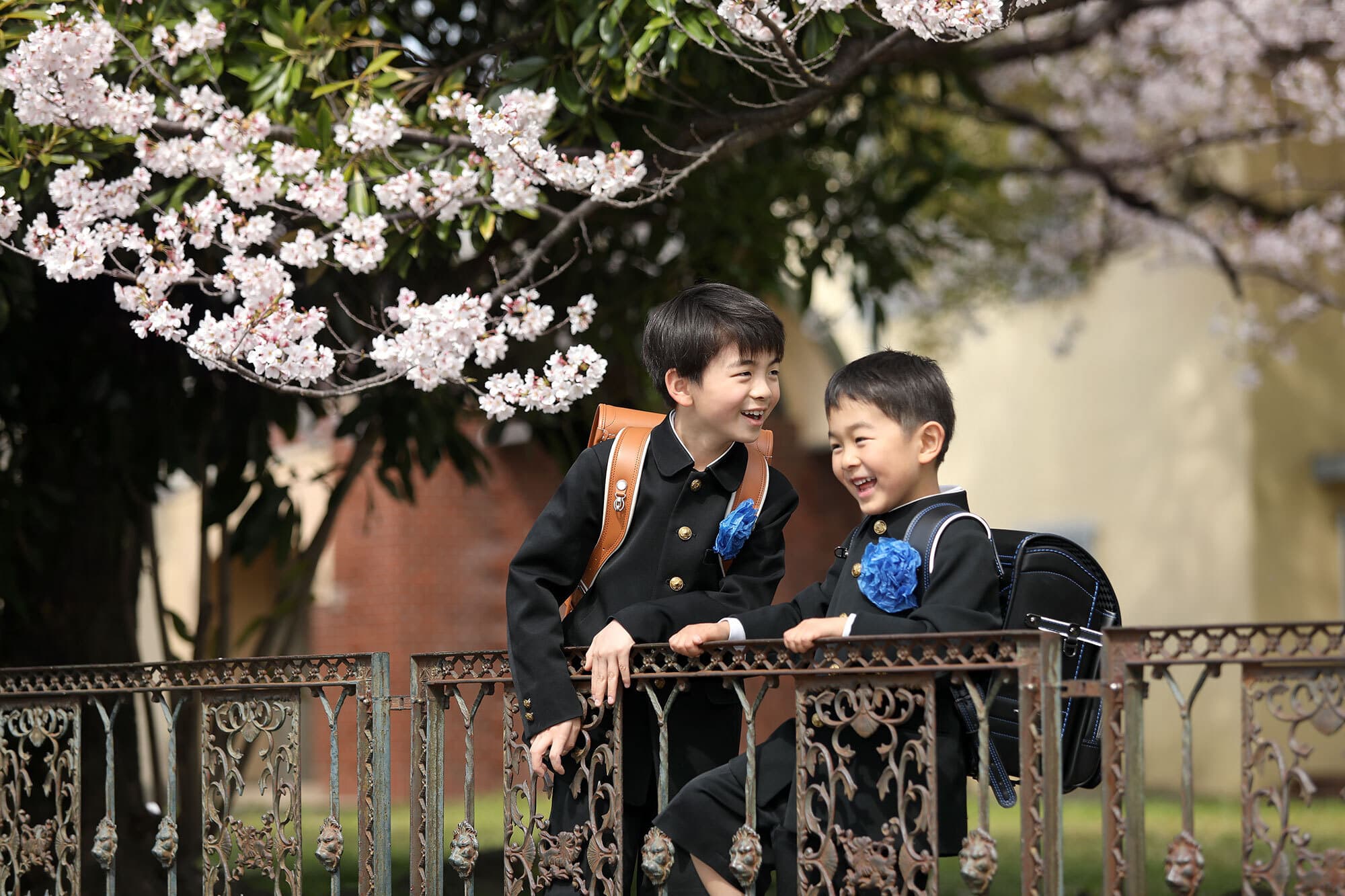 入学記念の家族写真
