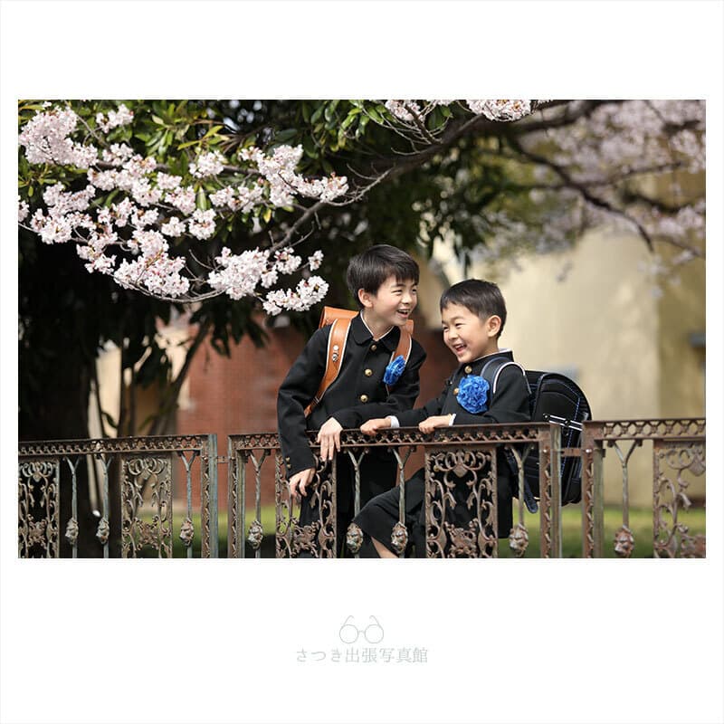 入学記念の家族写真